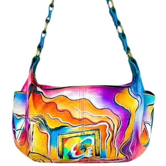ANUSCHKA Hand Painted Leather Shoulder Bag - Picture 1 of 9